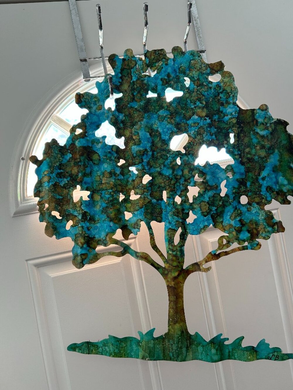 Green & Aqua Copper tree wall decor - Large Size - 21x23 Handmade
